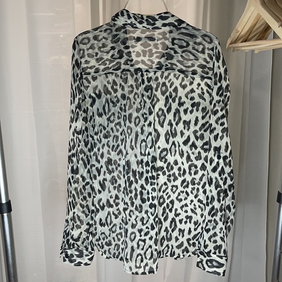 Sheer leopard print button down - Picture 2 of 2